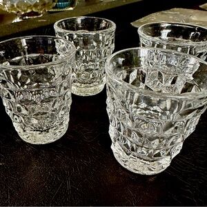 Fostoria American Clear 2056 Whiskey or Shot Glasses- FOUR- Excellent Condition